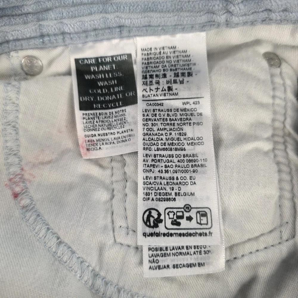 Levi's 514 Men's Corduroy Pants | W32 L30 | Light Blue Straight Leg